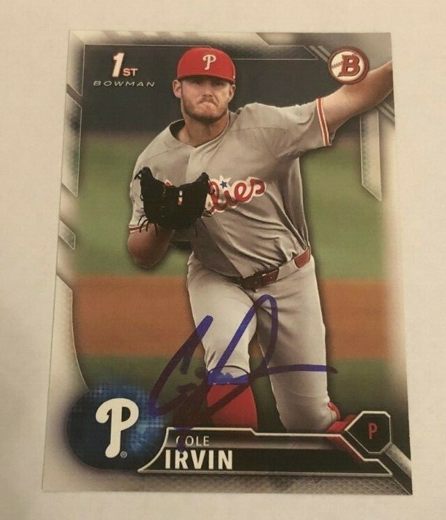 COLE IRVIN SIGNED 2016 BOWMAN DRAFT PROSPECT ROOKIE CARD AUTO