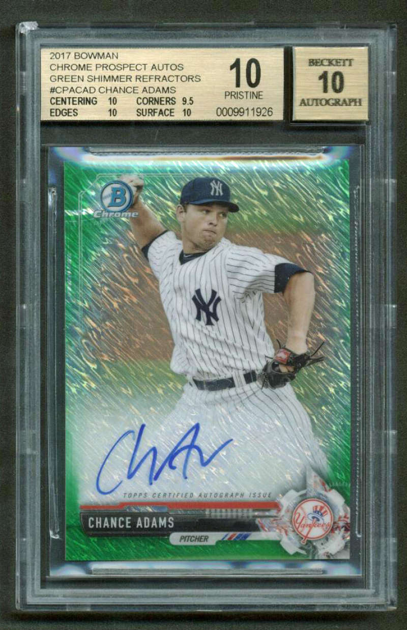 Chance Adams Auto 2017 Bowman Chrome Green Shimmer Refractor BGS 10 10
