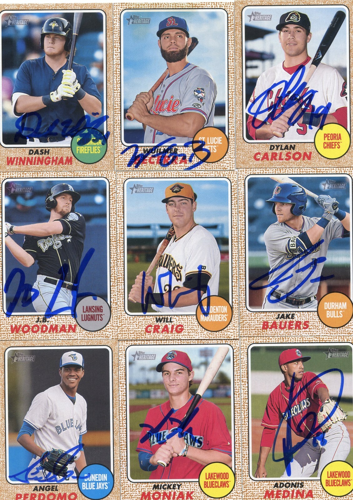 JAKE BAUERS SIGNED 2017 TOPPS HERITAGE MINORS ROOKIE CARD AUTO