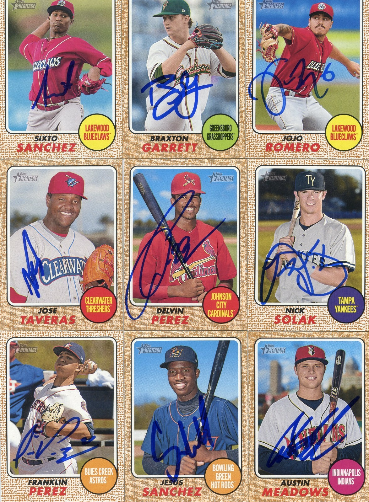 AUSTIN MEADOWS SIGNED 2017 TOPPS HERITAGE MINORS ROOKIE CARD AUTO