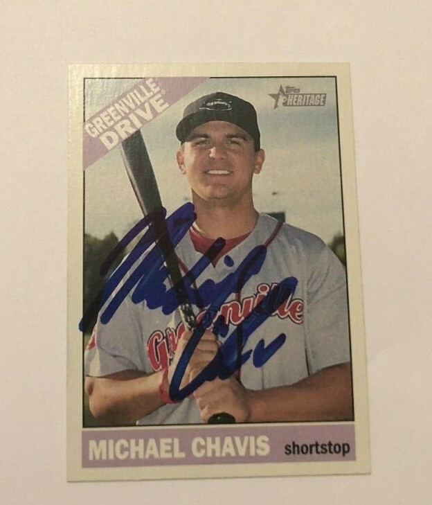 MICHAEL CHAVIS SIGNED 2015 TOPPS HERITAGE MINORS ROOKIE CARD AUTO