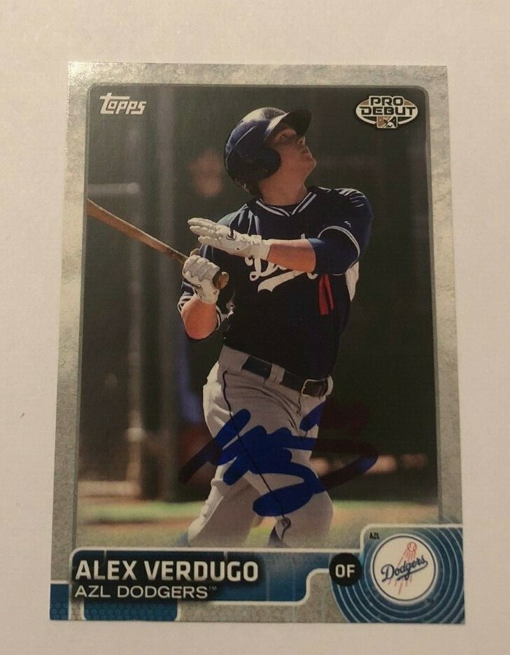 ALEX VERDUGO SIGNED 2015 TOPPS PRO DEBUT PROSPECT ROOKIE CARD AUTO