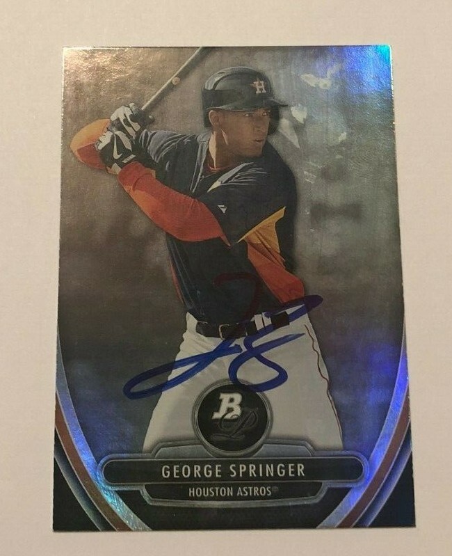 GEORGE SPRINGER SIGNED 2013 BOWMAN PLATINUM PROSPECT ROOKIE CARD AUTO