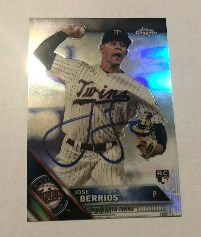JOSE BERRIOS SIGNED 2016 TOPPS CHROME REFRACTOR ROOKIE CARD AUTO