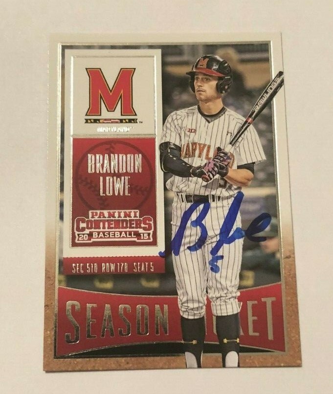 BRANDON LOWE SIGNED 2015 PANINI CONTENDERS BASEBALL ROOKIE CARD AUTO