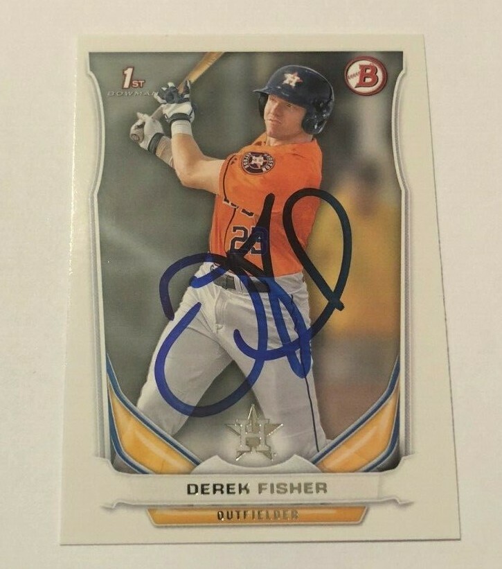 DEREK FISHER SIGNED 2014 BOWMAN DRAFT PROSPECT ROOKIE CARD AUTO