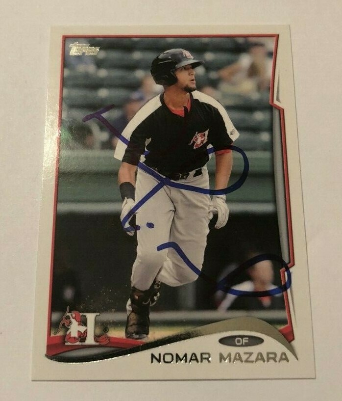 NOMAR MAZARA SIGNED 2014 TOPPS PRO DEBUT PROSPECT ROOKIE CARD AUTO