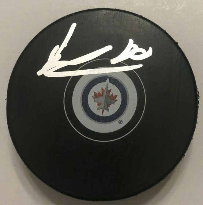 MICHAEL SPACEK SIGNED WINNIPEG JETS HOCKEY PUCK W/ CASE COA