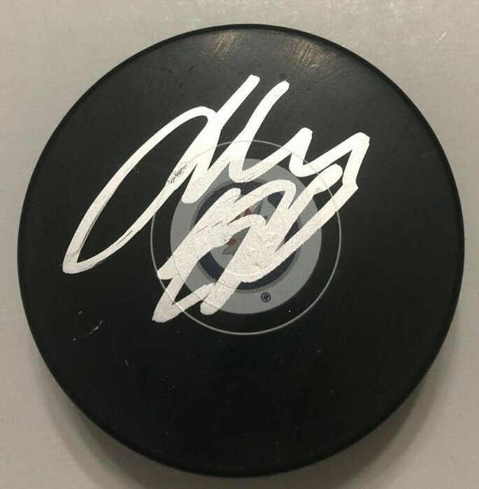 JOSH MORRISSEY SIGNED WINNIPEG JETS HOCKEY PUCK W/ CASE COA