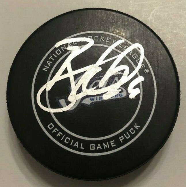 BLAKE WHEELER SIGNED WINNIPEG JETS OFFICIAL GAME PUCK W/ CASE COA