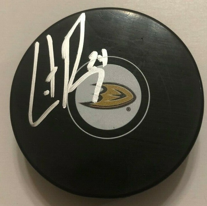 CARTER ROWNEY SIGNED ANAHEIM DUCKS HOCKEY PUCK W/ CASE COA