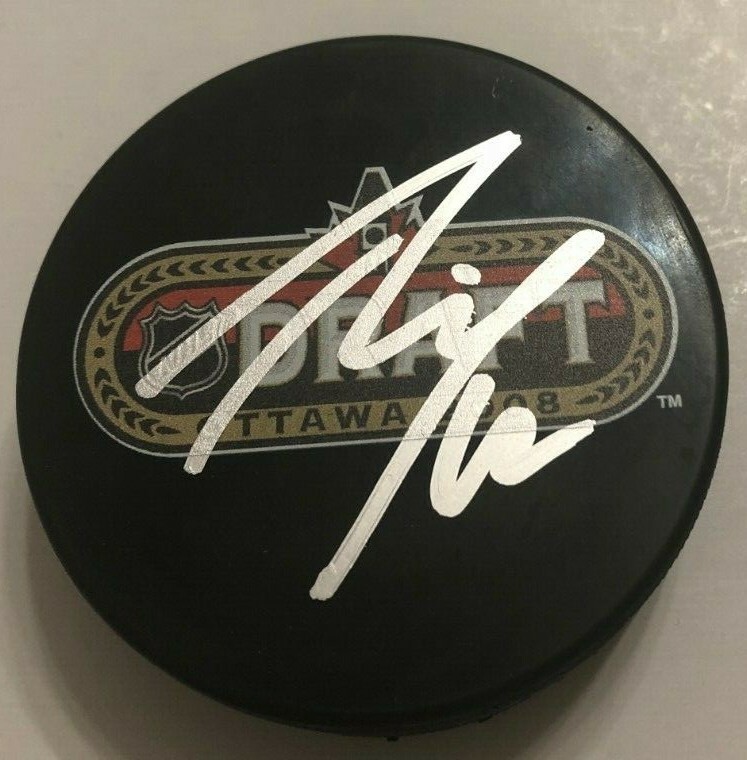 JOSH BAILEY SIGNED 2008 NHL DRAFT HOCKEY PUCK W/ CASE ISLANDERS COA