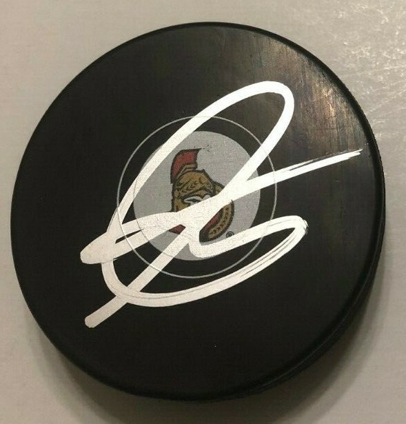 MAXIME LAJOIE SIGNED OTTAWA SENATORS HOCKEY PUCK W/ CASE COA