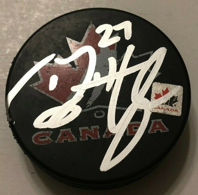 BARRETT HAYTON SIGNED CANADA HOCKEY PUCK W/ CASE ARIZONA COYOTES COA