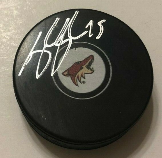 KYLE CAPOBIANCO SIGNED ARIZONA COYOTES HOCKEY PUCK W/ CASE COA