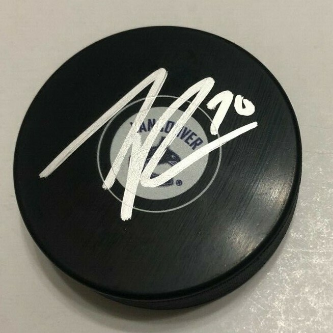 TANNER PEARSON SIGNED VANCOUVER CANUCKS HOCKEY PUCK W/ CASE COA