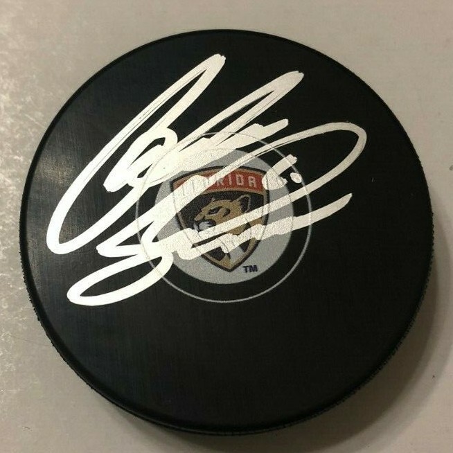 ANTON STRALMAN SIGNED FLORIDA PANTHERS HOCKEY PUCK W/ CASE COA