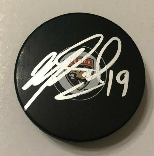 MIKE MATHESON SIGNED FLORIDA PANTHERS HOCKEY PUCK W/ CASE COA