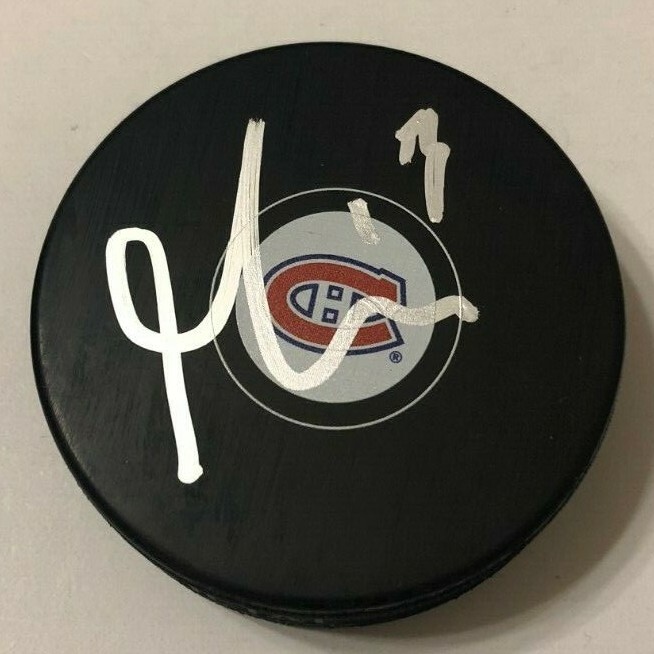 MAX DOMI SIGNED MONTREAL CANADIENS HOCKEY PUCK W/ CASE COA
