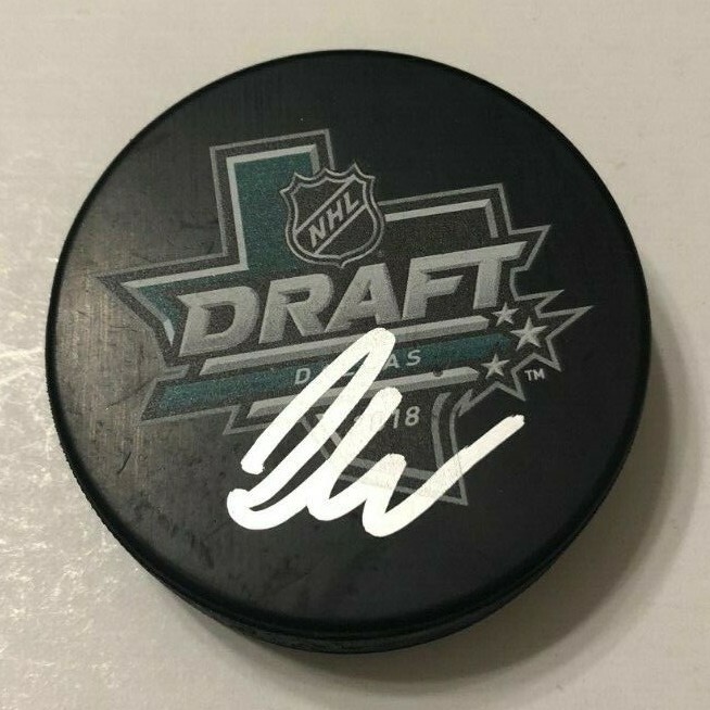 FILIP ZADINA SIGNED 2018 NHL DRAFT PUCK W/ CASE DETROIT RED WINGS COA