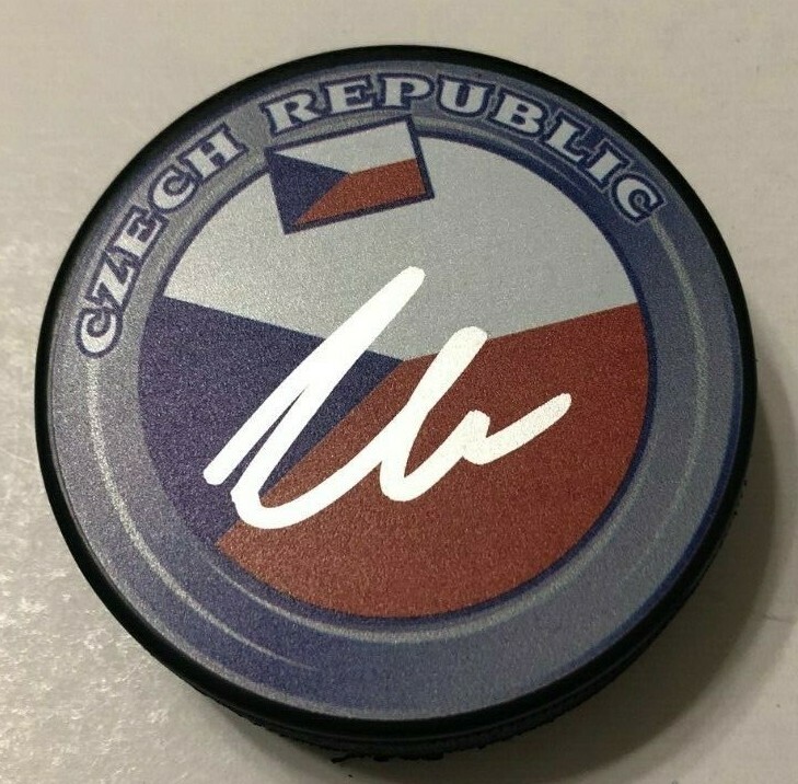 FILIP ZADINA SIGNED CZECH REPUBLIC HOCKEY PUCK W/ CASE DETROIT RED WINGS COA