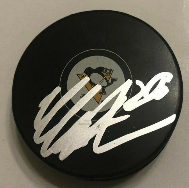 MARCUS PETTERSSON SIGNED PITTSBURGH PENGUINS HOCKEY PUCK W/ CASE COA