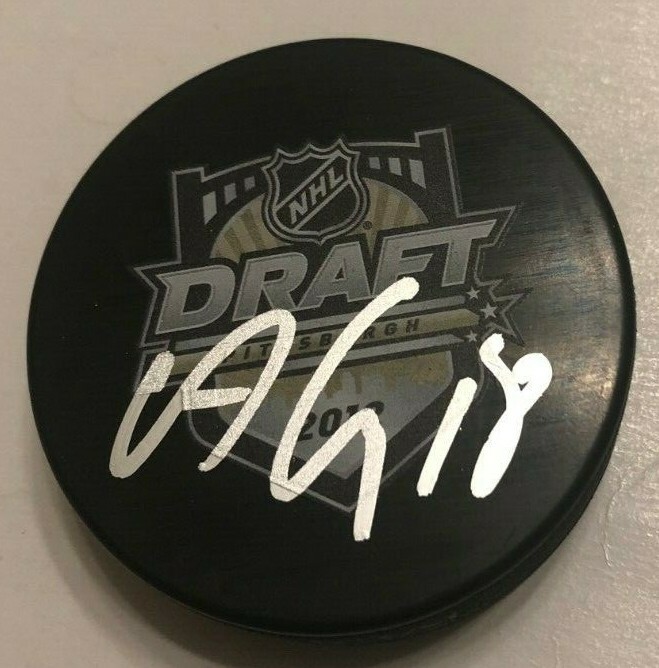 ALEX GALCHENYUK SIGNED 2012 NHL DRAFT HOCKEY PUCK W/ CASE PENGUINS CANADIENS COA