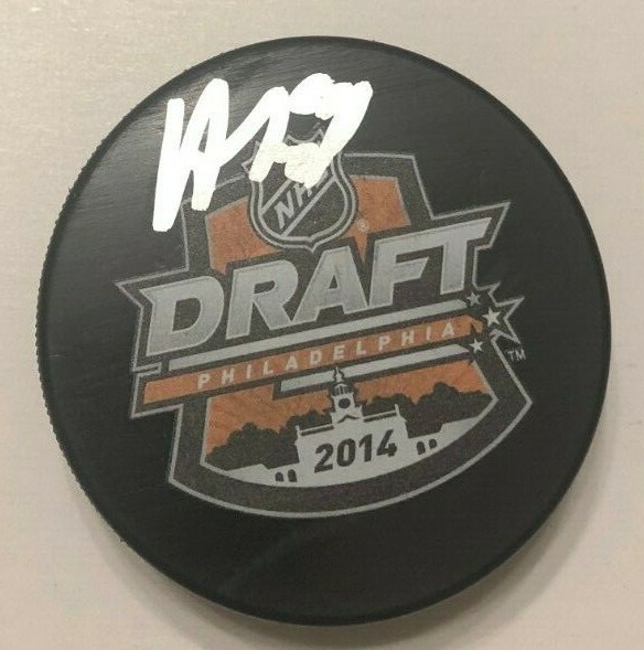 ALEX TUCH SIGNED 2014 NHL DRAFT HOCKEY PUCK W/ CASE WILD GOLDEN KNIGHTS COA