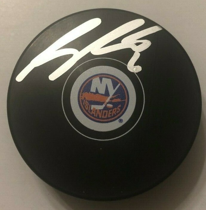 RYAN PULOCK SIGNED NEW YORK ISLANDERS HOCKEY PUCK W/ CASE COA