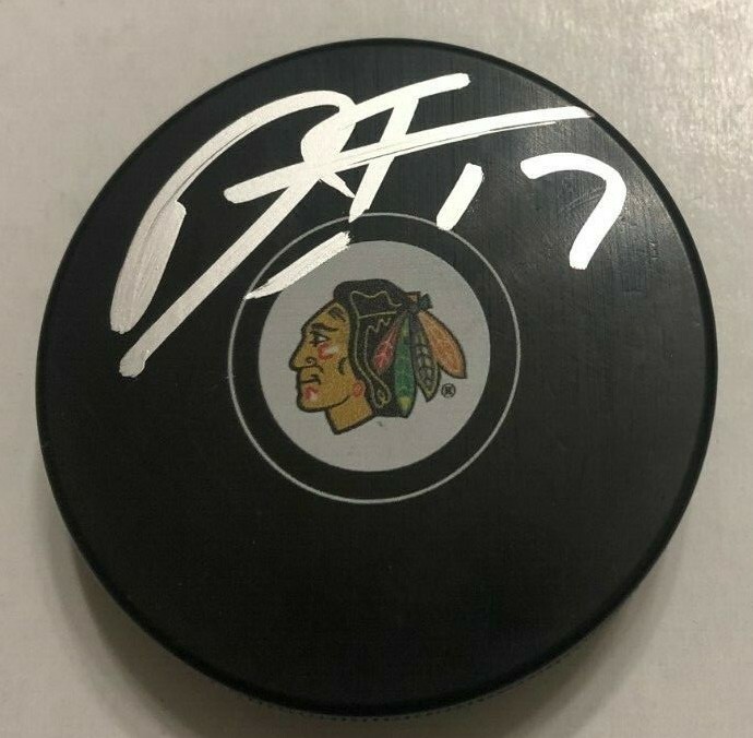 DYLAN STROME SIGNED CHICAGO BLACKHAWKS HOCKEY PUCK W/ CASE COA