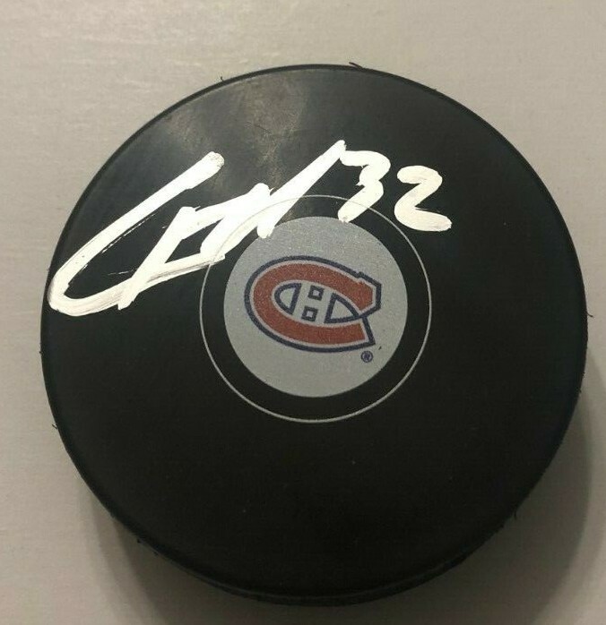 CHRISTIAN FOLIN SIGNED MONTREAL CANADIENS HOCKEY PUCK W/ CASE COA