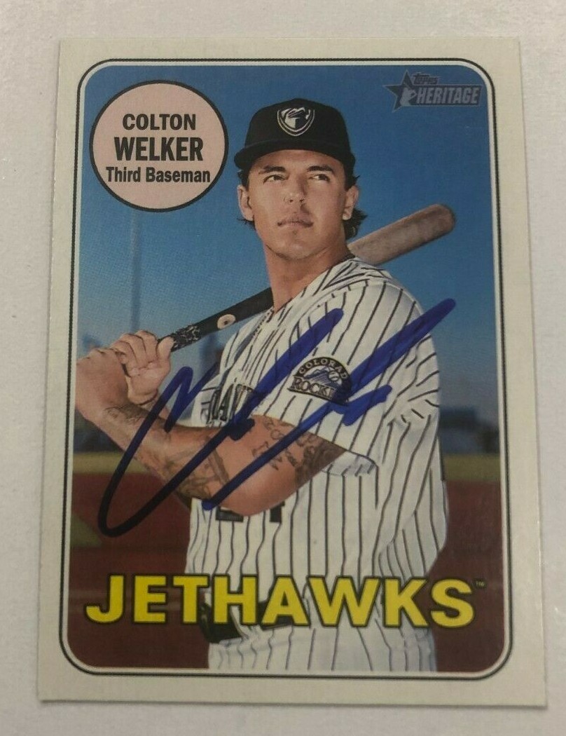 COLTON WELKER SIGNED 2018 TOPPS HERITAGE MINORS PROSPECT ROOKIE CARD AUTO