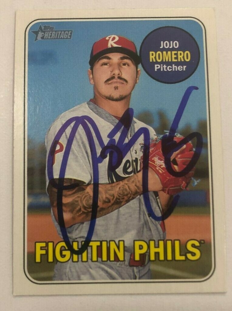 JOJO ROMERO SIGNED 2018 TOPPS HERITAGE MINORS PROSPECT ROOKIE CARD AUTO