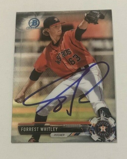 FORREST WHITLEY SIGNED 2017 BOWMAN CHROME PROSPECT ROOKIE CARD AUTO