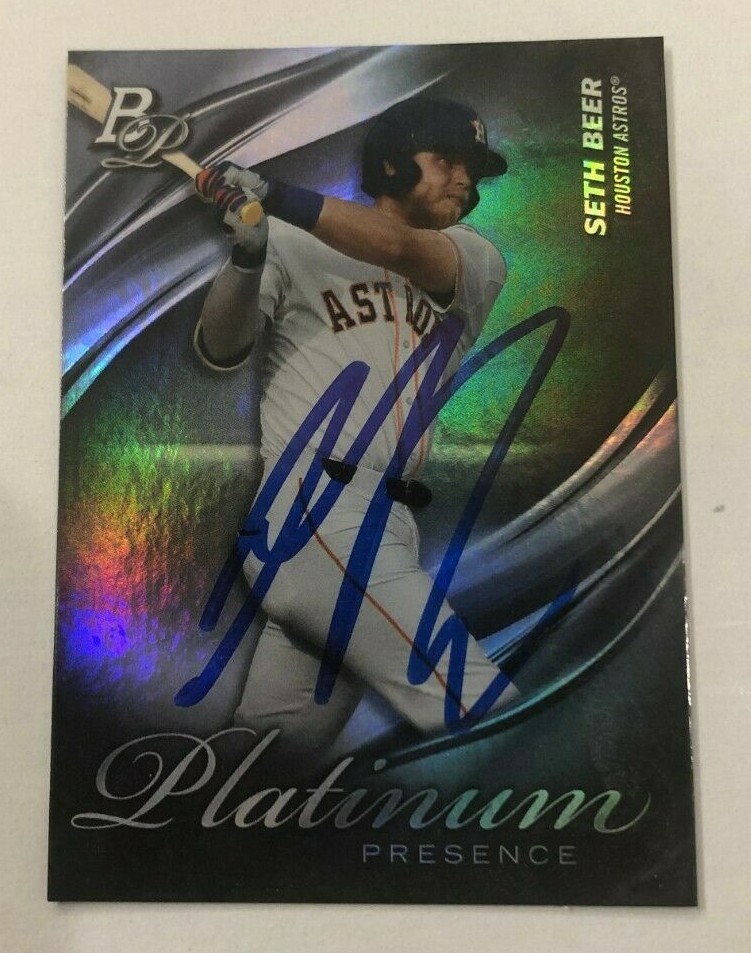 SETH BEER SIGNED 2019 BOWMAN PLATINUM PRESENCE PROSPECT ROOKIE CARD AUTO