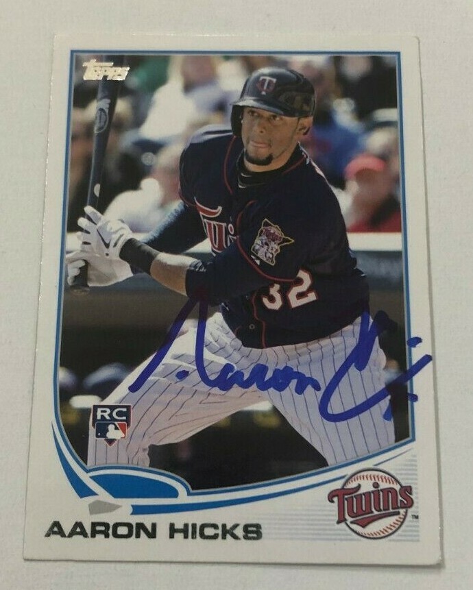 AARON HICKS SIGNED 2013 TOPPS BASEBALL ROOKIE CARD AUTO