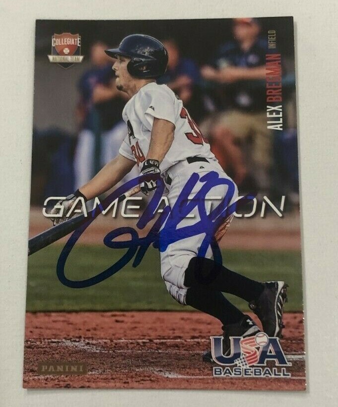 ALEX BREGMAN SIGNED 2014 USA BASEBALL GAME ACTION PROSPECT ROOKIE CARD AUTO