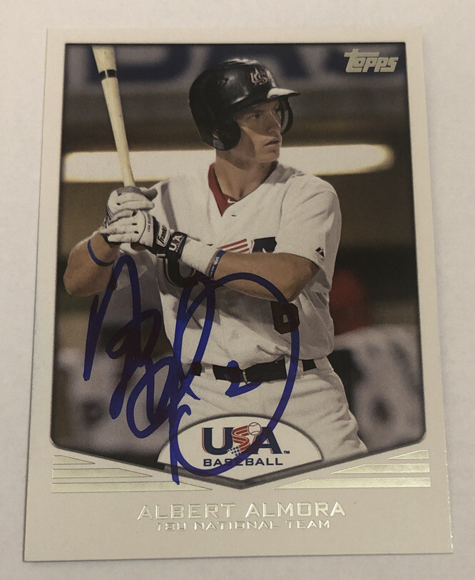 ALBERT ALMORA SIGNED 2011 TOPPS USA BASEBALL PROSPECT ROOKIE CARD AUTO