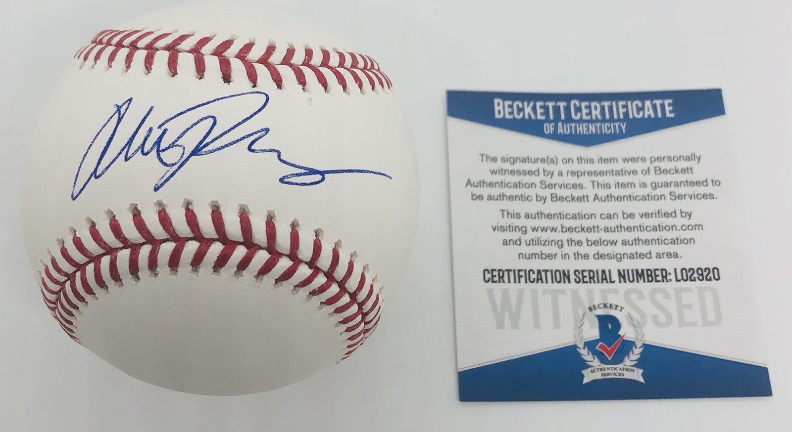 ALEK THOMAS SIGNED RAWLINGS MLB BASEBALL ARIZONA DIAMONDBACKS BECKETT WITNES COA