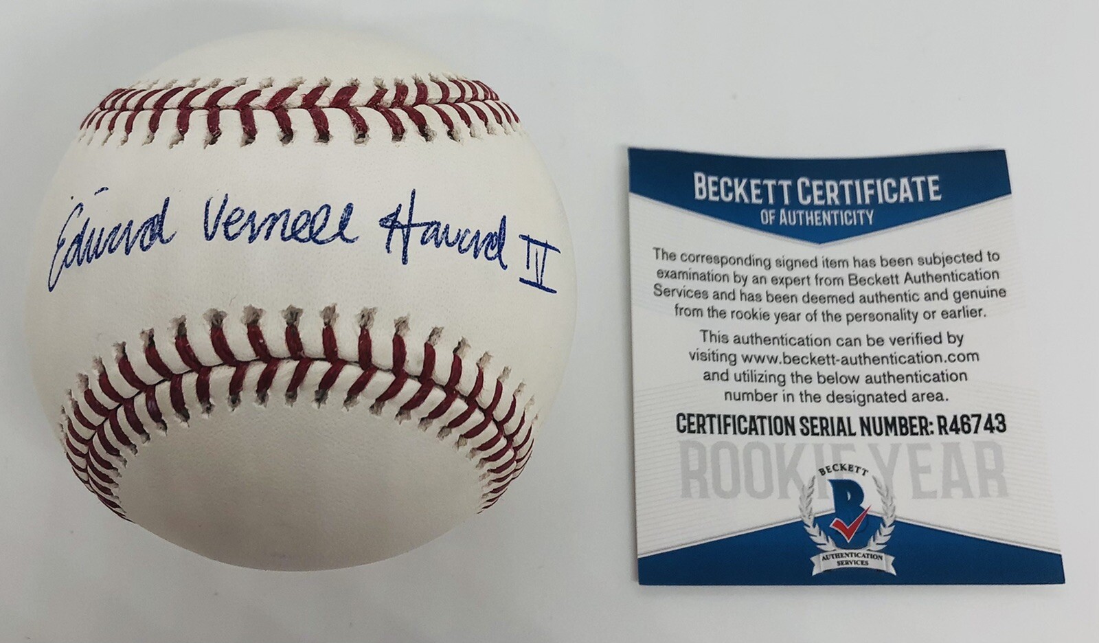 ED HOWARD SIGNED RAWLINGS MLB BASEBALL CHICAGO CUBS FULL NAME BECKETT COA