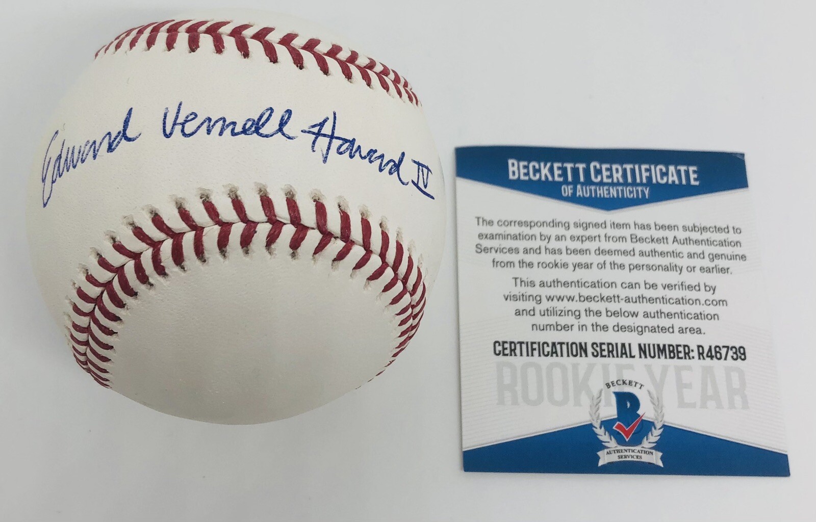 ED HOWARD SIGNED RAWLINGS MLB BASEBALL CHICAGO CUBS FULL NAME BECKETT COA