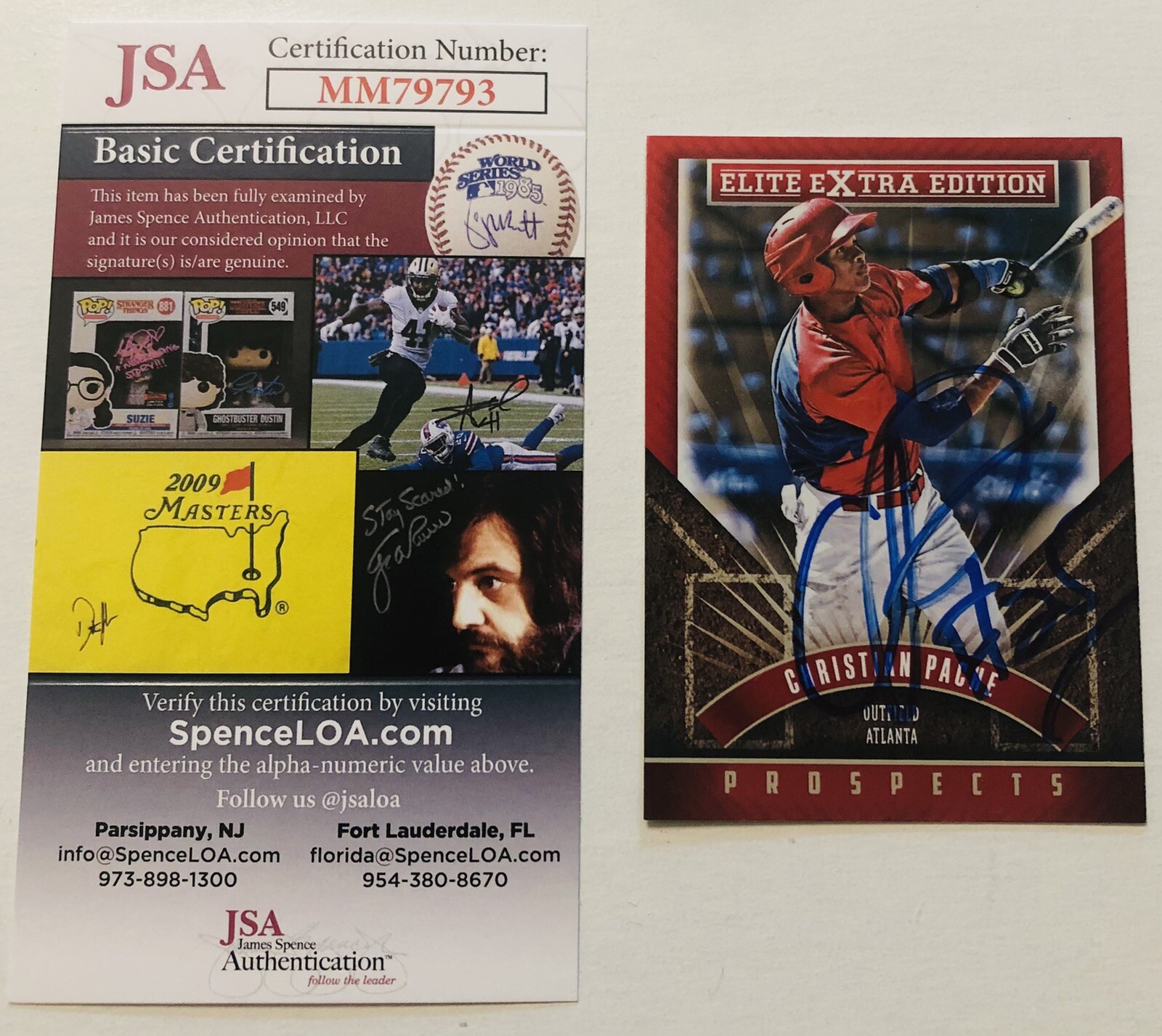 CRISTIAN PACHE SIGNED 2015 ELITE EXTRA PROSPECT ROOKIE CARD BRAVES JSA COA AUTO