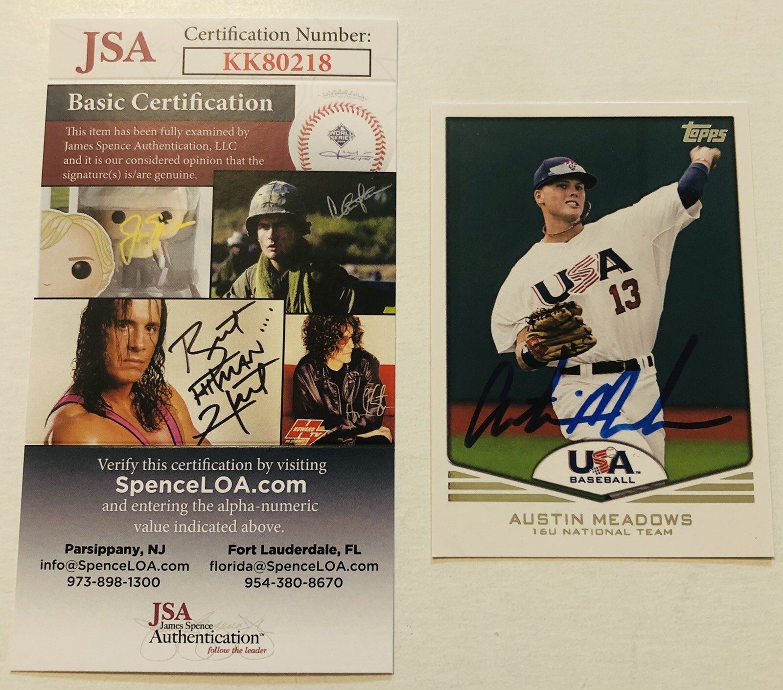 AUSTIN MEADOWS SIGNED 2011 TOPPS USA BASEBALL ROOKIE CARD JSA COA AUTO