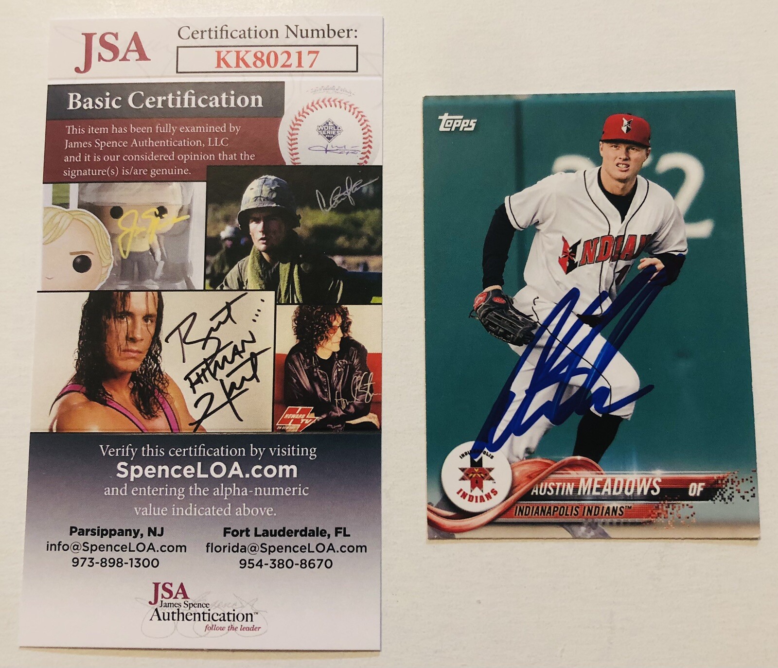 AUSTIN MEADOWS SIGNED 2018 TOPPS PRO DEBUT PROSPECT ROOKIE CARD JSA COA AUTO