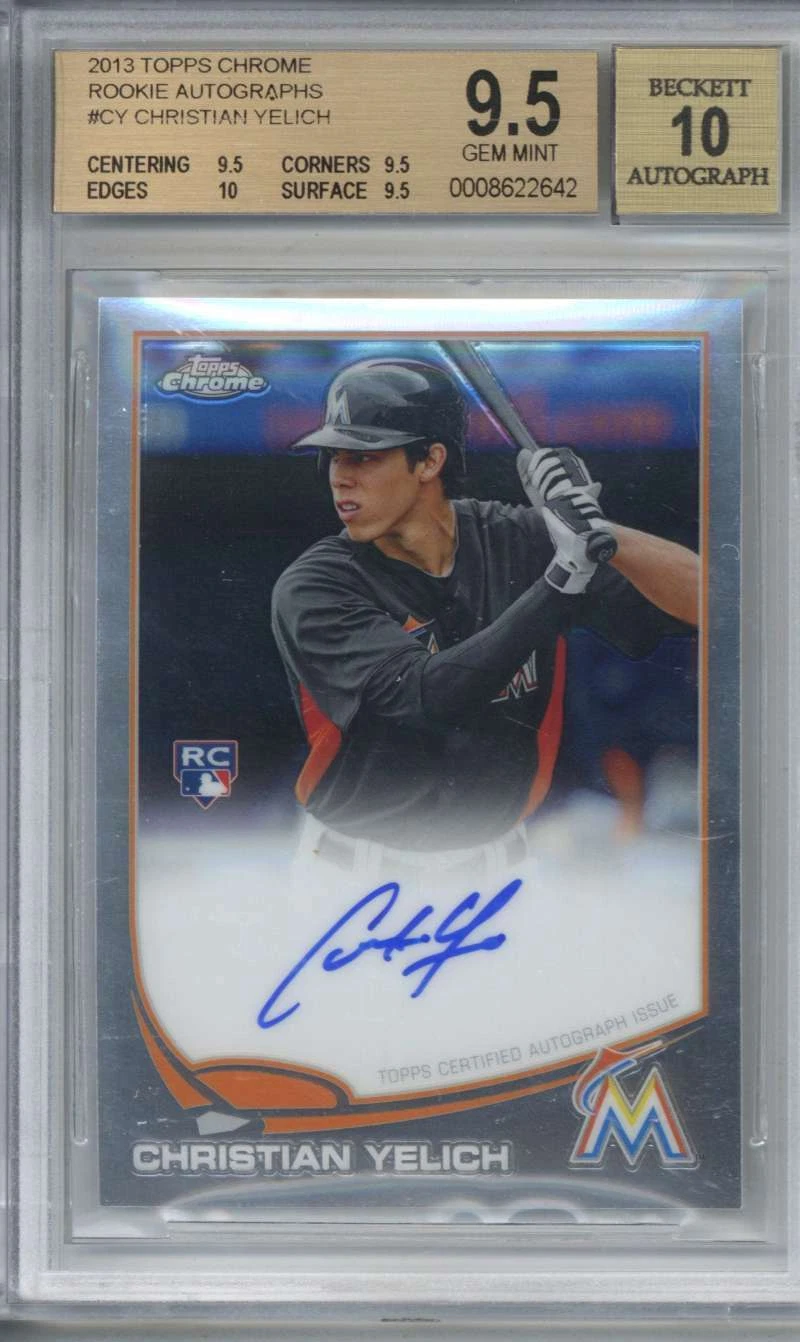 2013 Topps Chrome Rookie Autographs CY Christian Yelich Beckett BGS 9.5 10