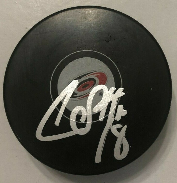 CEDRIC PAQUETTE SIGNED CAROLINA HURRICANES HOCKEY PUCK W/ CASE COA