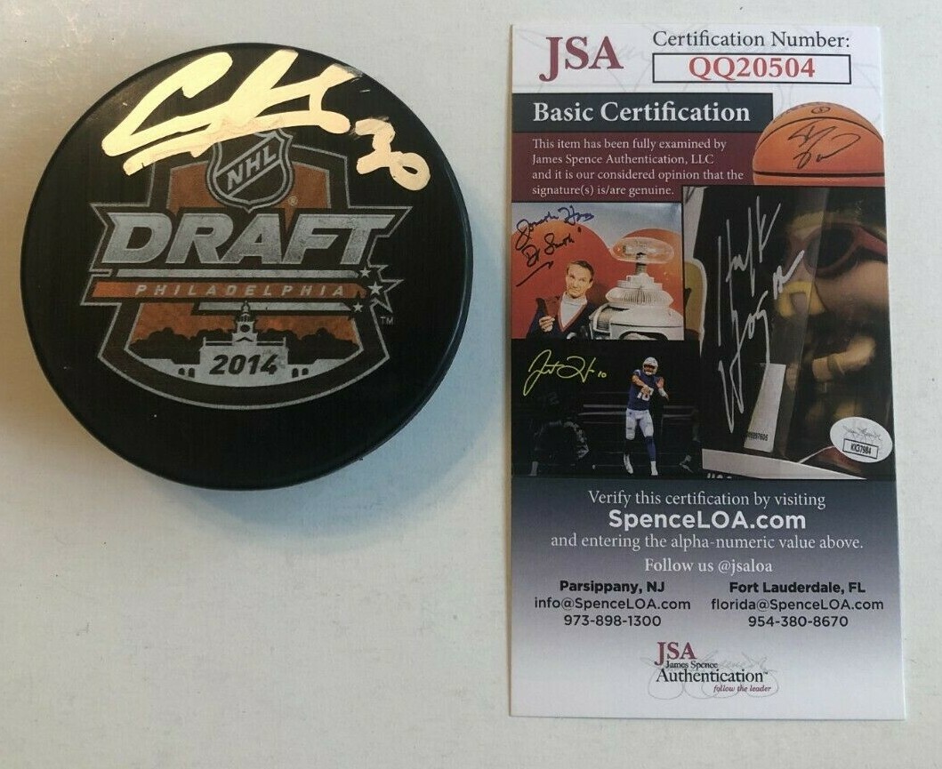 ILYA SOROKIN SIGNED 2014 NHL DRAFT HOCKEY PUCK W CASE NEW YORK ISLANDERS JSA COA