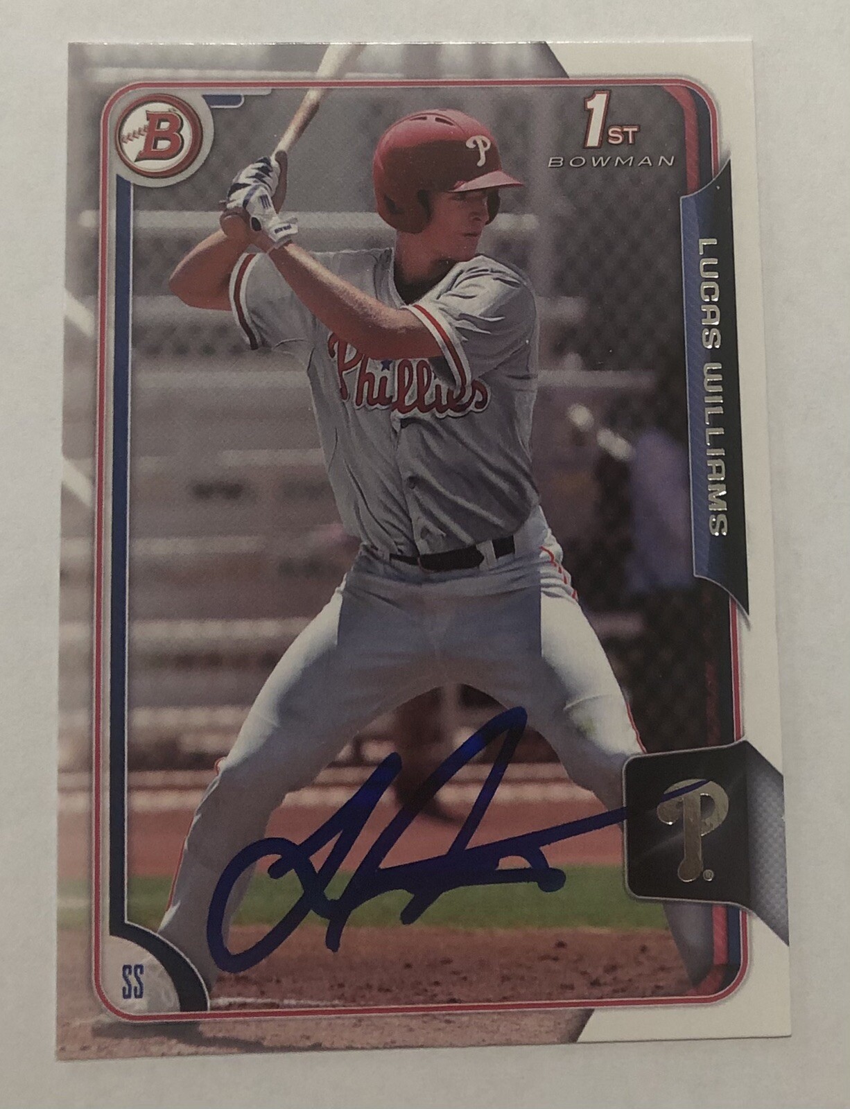 LUCAS WILLIAMS SIGNED 2015 BOWMAN DRAFT PROSPECT ROOKIE CARD PHILLIES  LUKE AUTO