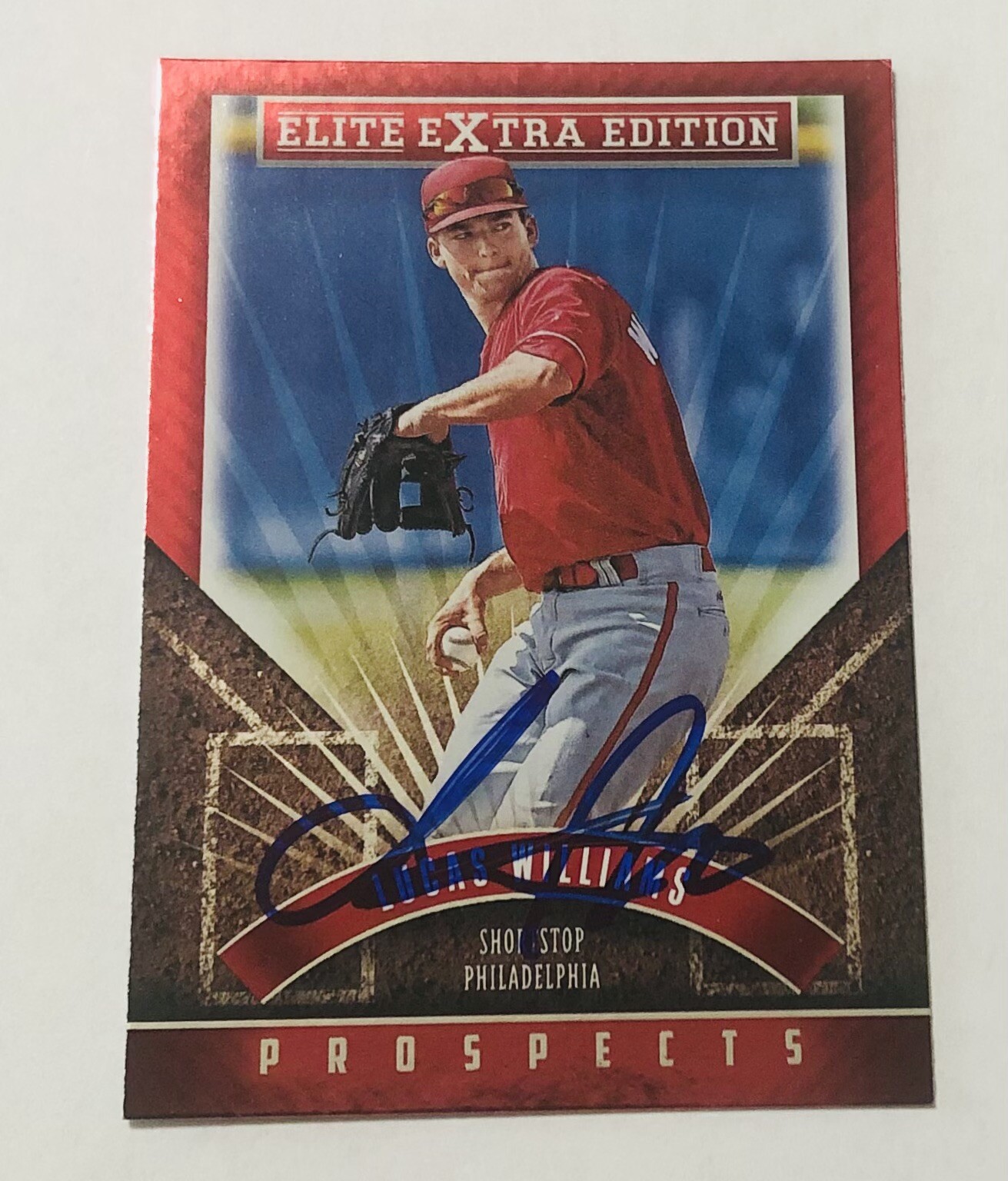 LUCAS WILLIAMS SIGNED 2015 ELITE EXTRA PROSPECT ROOKIE CARD PHILLIES  LUKE AUTO