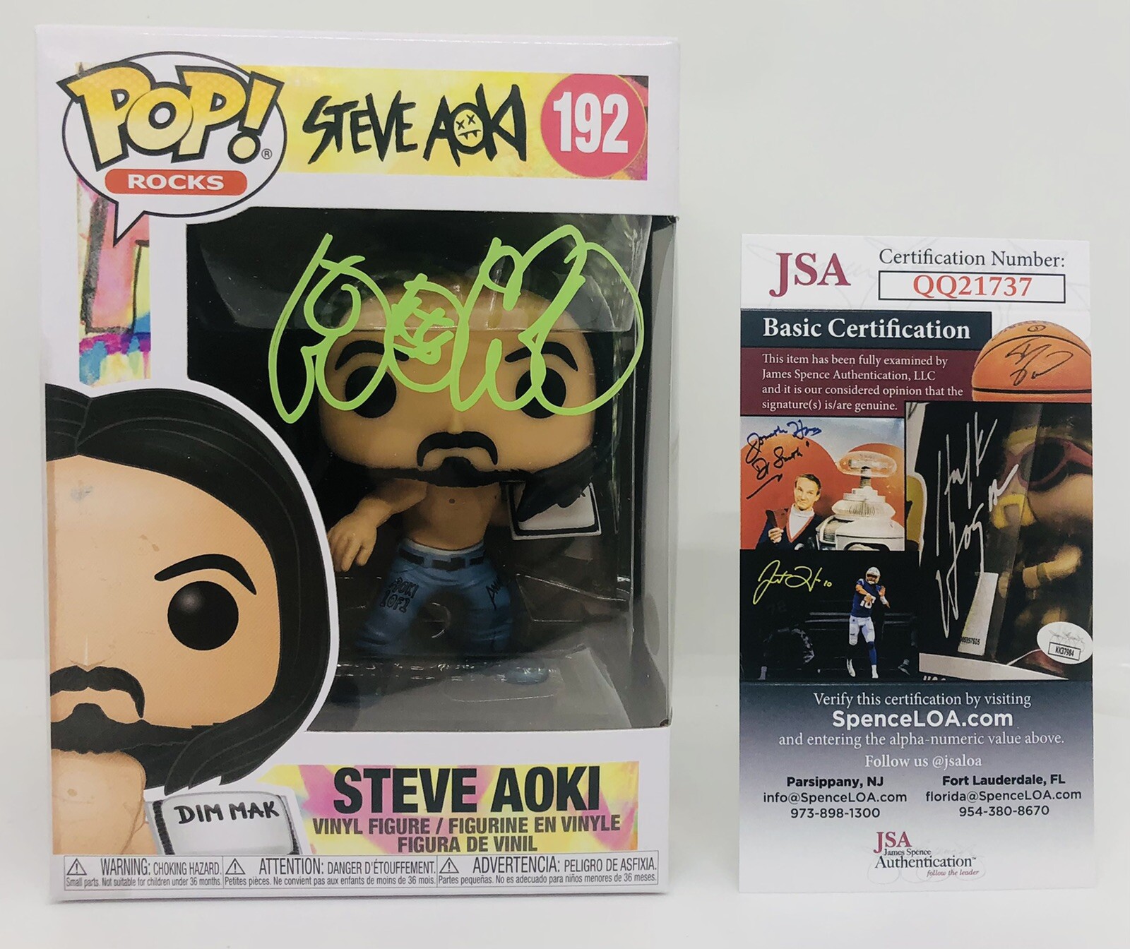 STEVE AOKI SIGNED ROCKS POP FUNKO FIGURE DIM MAK PROOF JSA COA COLLECTIBLE MEMORABILIA